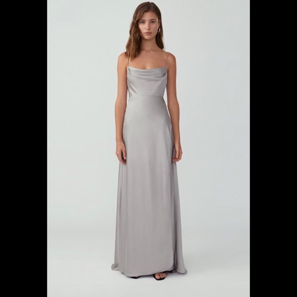 Never worn Silver gown from fame and partner never worn still has all tags